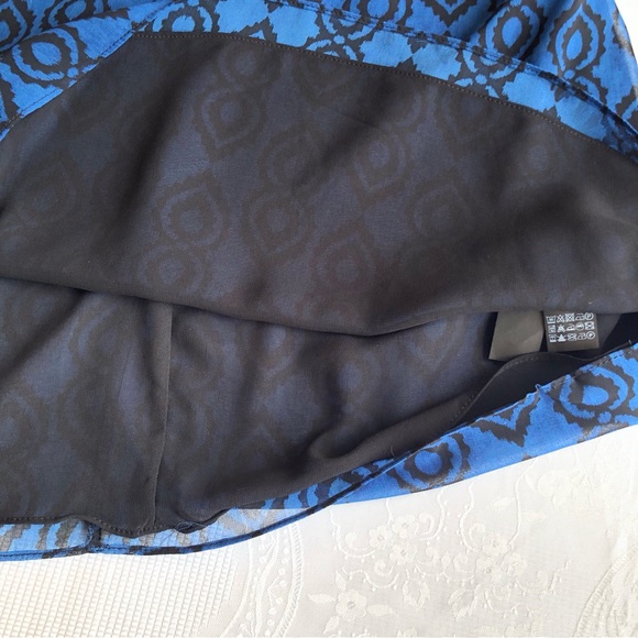 Zara The Sadie Dress Blue/Black Floral Women’s Juniors Size L Chiffon Flare& Fit - Picture 8 of 16